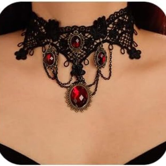 Lace Gothic Choker Necklace for Women - Picture 1 of 7